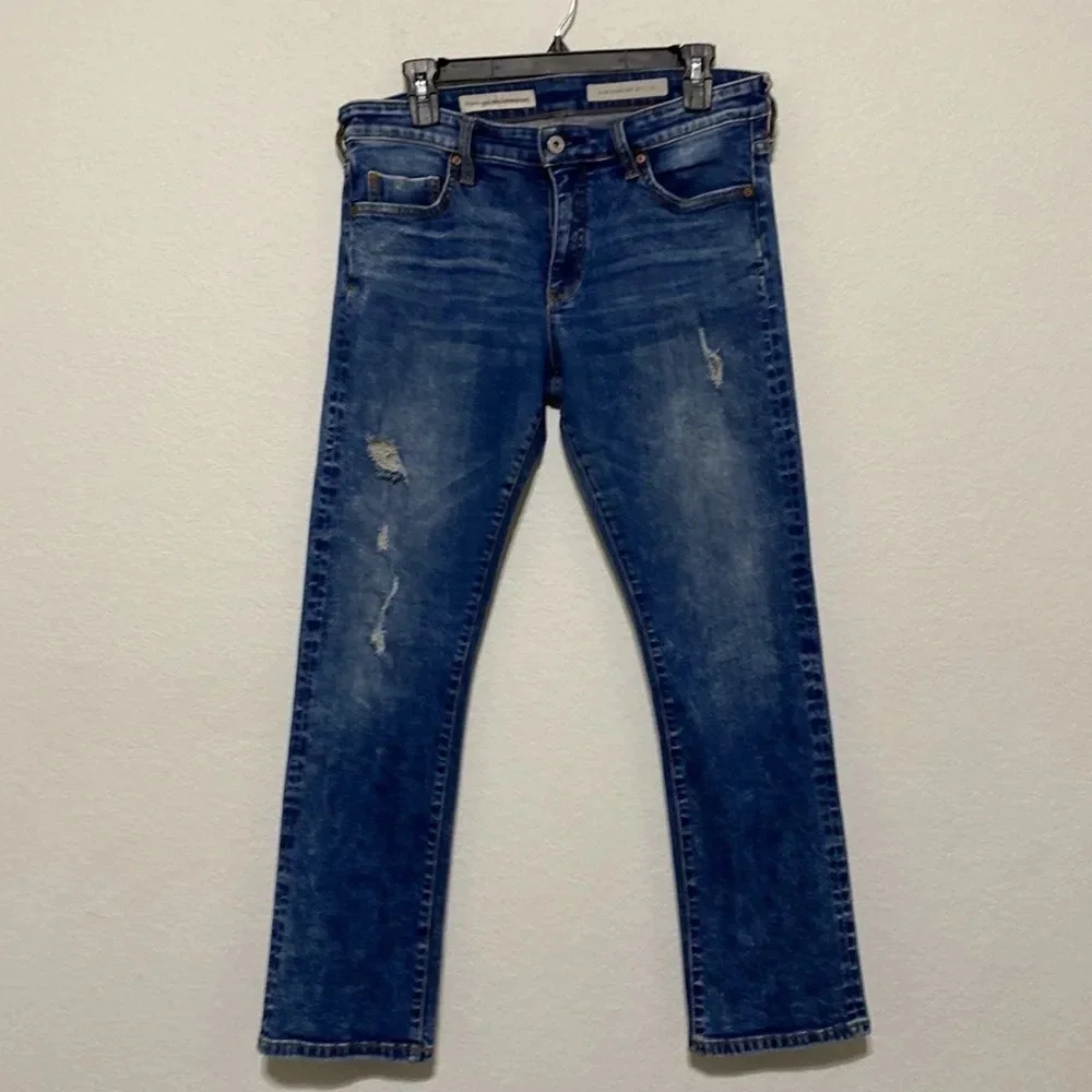 Anthro Pilcro and the Letterpress High Waisted Distressed Slim Straight Jeans 30